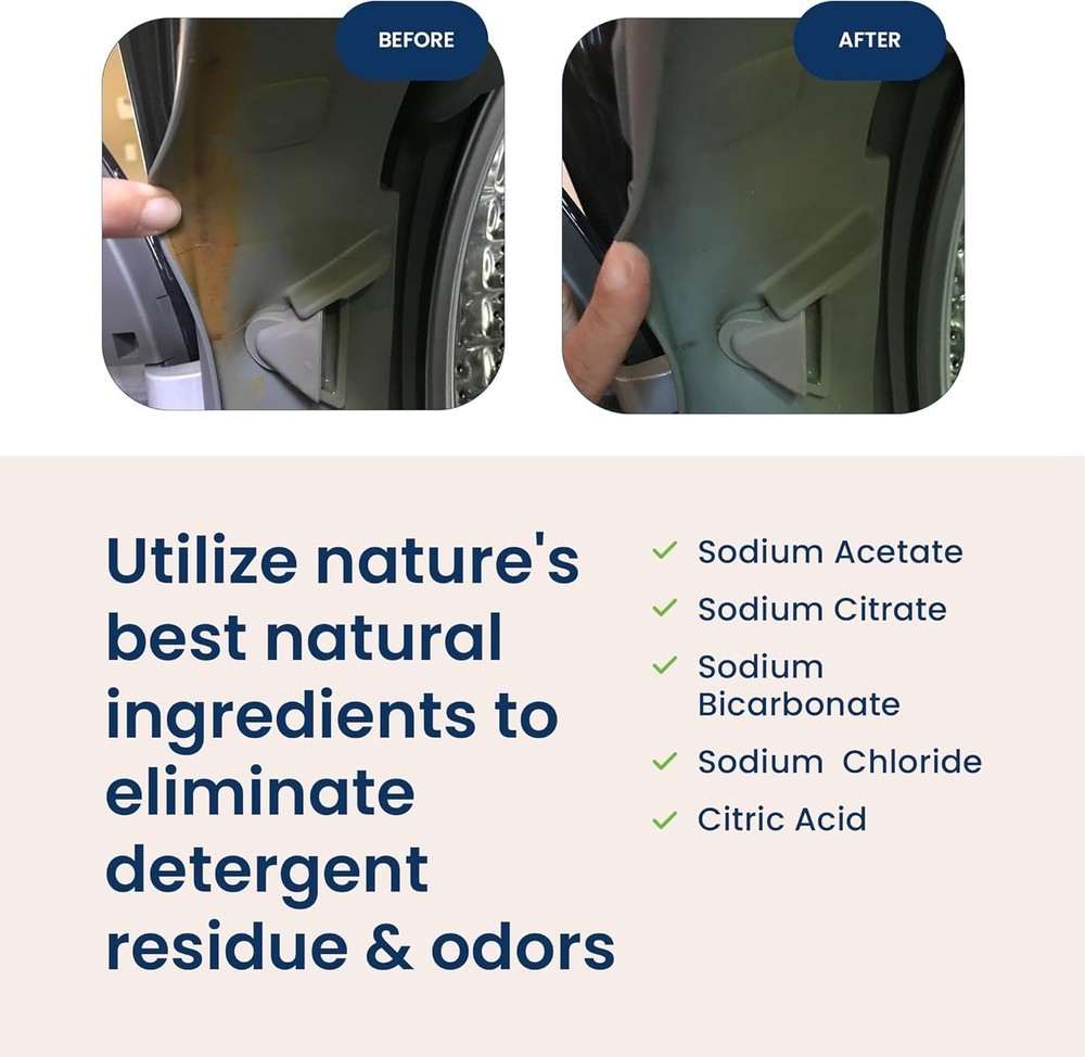 Fragrance-Free Laundry Machine Cleaner & Deodorizer — Safe & Natural Formula