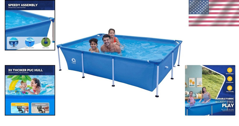 Quick-Install Above Ground Pool - Spacious 6.2ft x 4.2ft Rectangular Design-