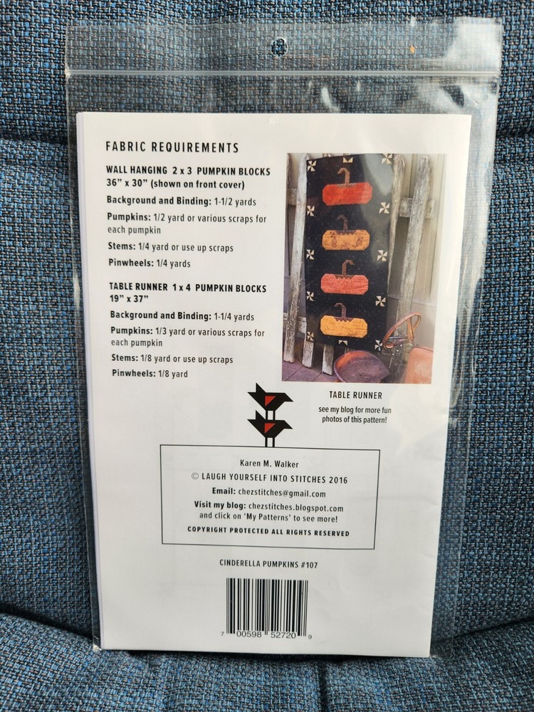 Laugh Yourself Into Stitches Cinderella Pumpkins Wall Hanging/Runner Pattern