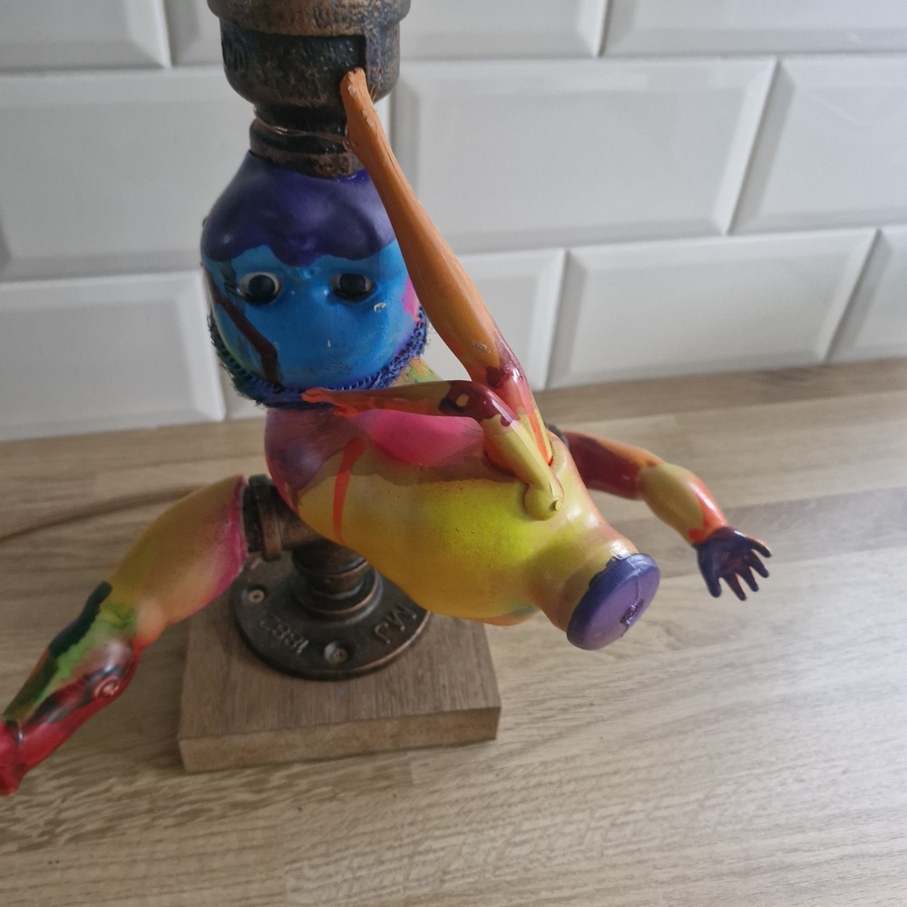 Steampunk Creepy Painted Doll Table Lamp