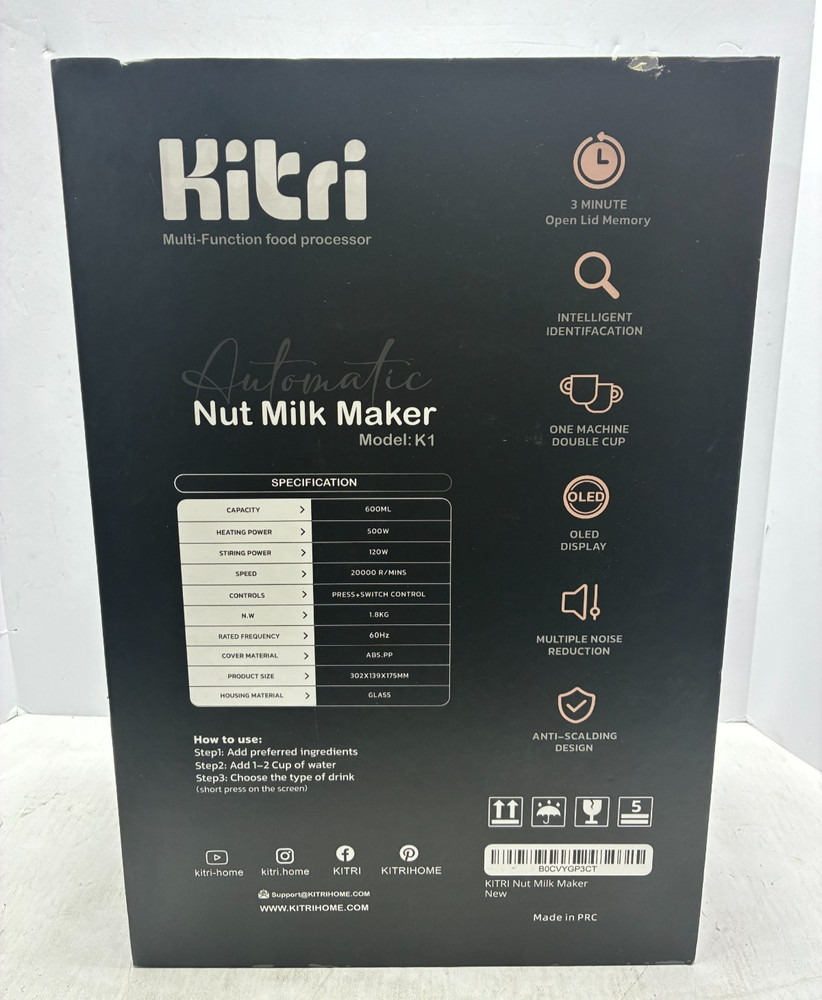 Kitri K1 Automatic Nut Milk Maker - 600ml