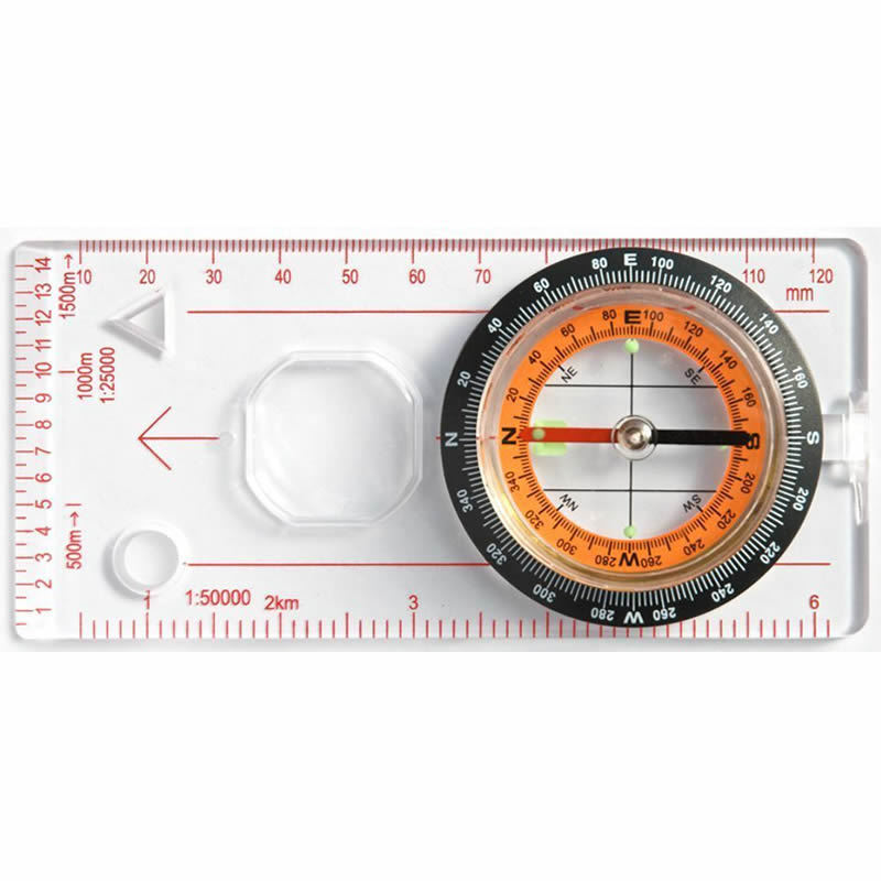 Map Compass Ruler Camping Boating Orienteering Magnifying Scale Scout Hiking