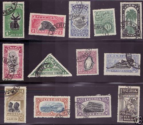 Liberia # 163-75 Complete Set of 1918 Fauna