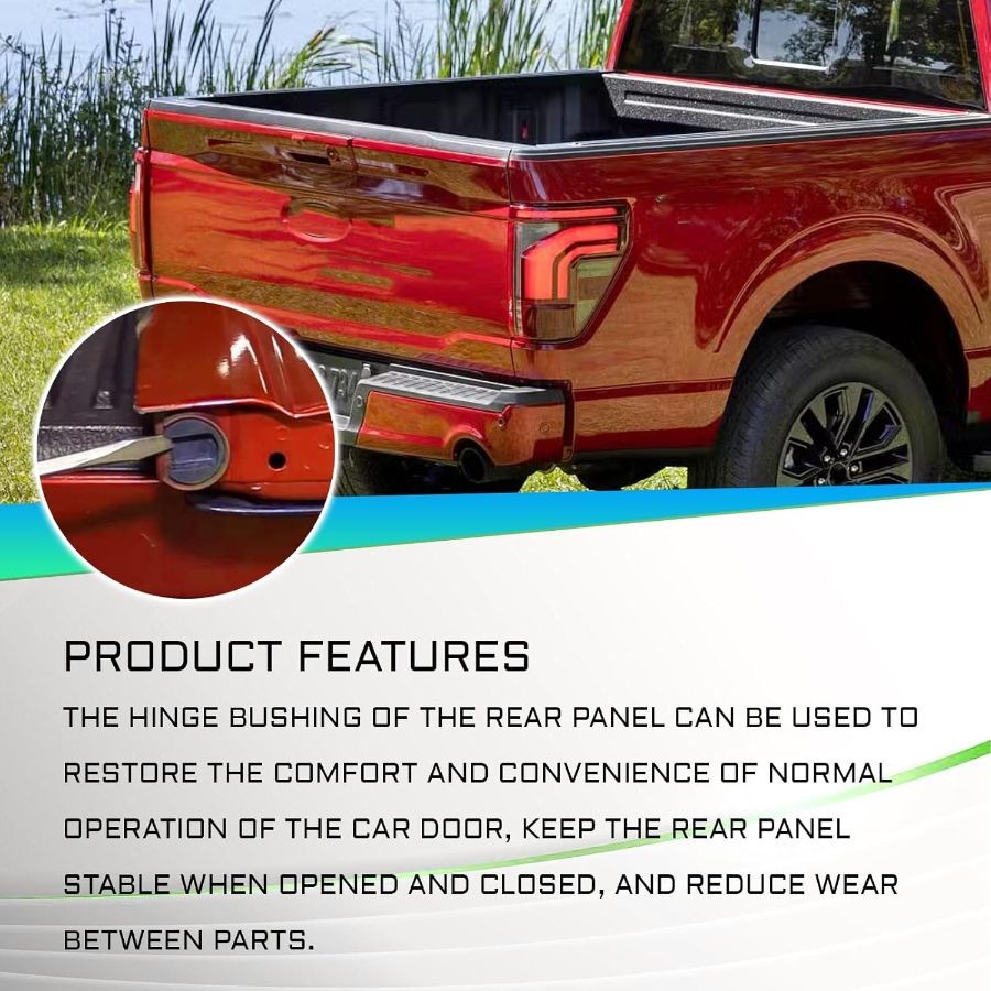 4PCS Tailgate Bushing Kit for Trucks, Tail Gate Hinge Inserts, Black ABS Painted