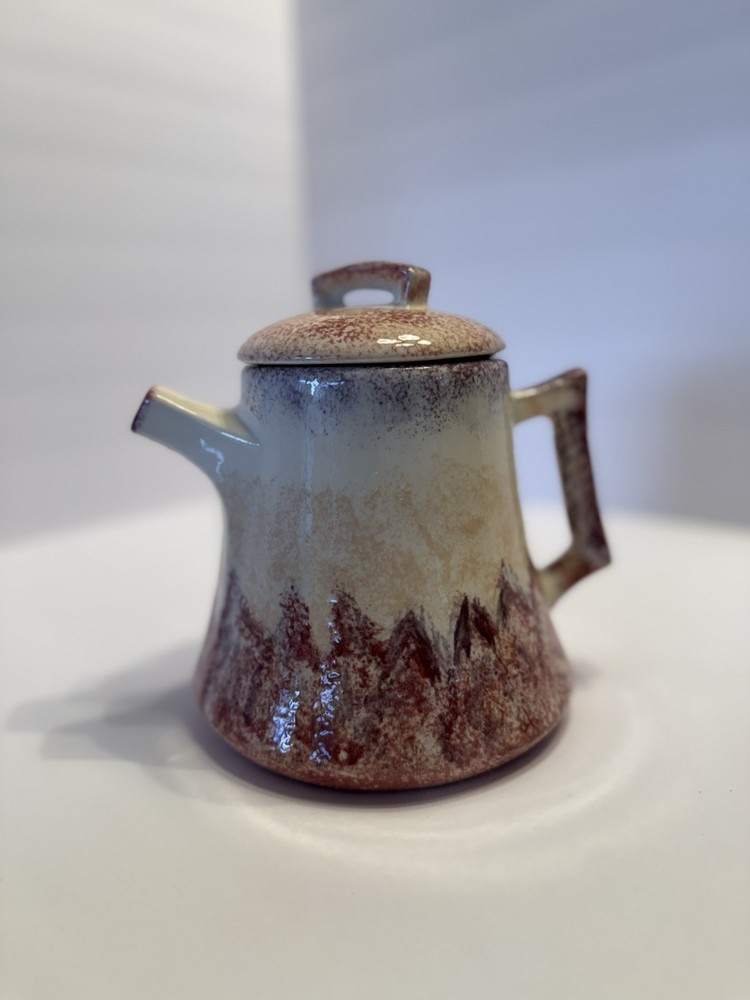 vintage ceramic teapot — rich drip Glaze
