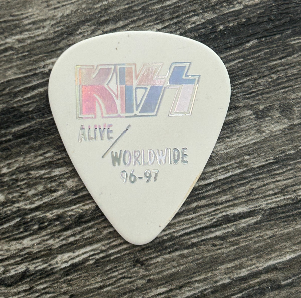 KISS Guitar Pick ACE FREHLEY Reunion White Silver Block Prism Vintage Kiss