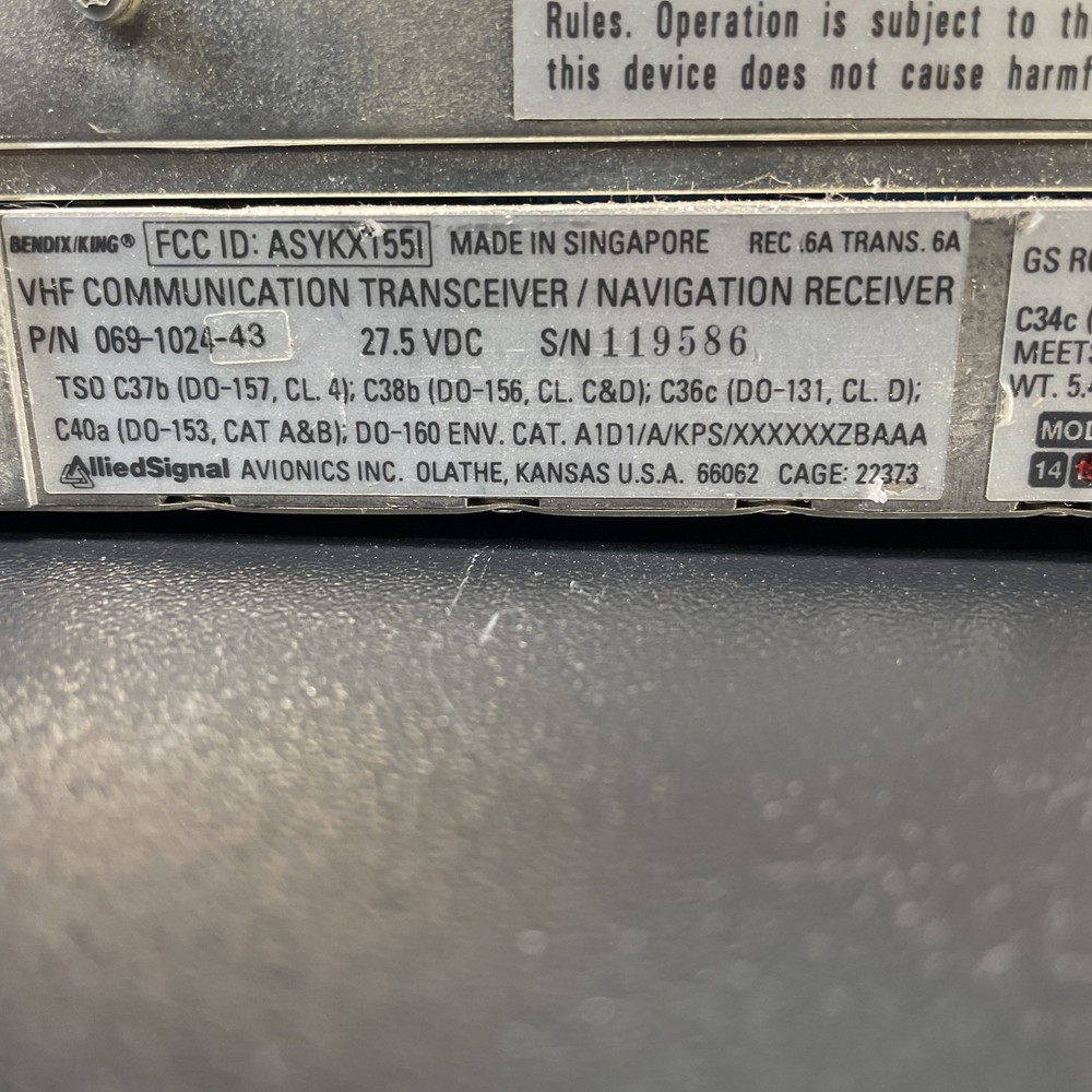 Bendix King KX 155 NAV/COM w/GS - 28V