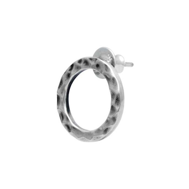 Dr MONROE Sync Note Hammered Circle Ring Stud Earring (Single)
