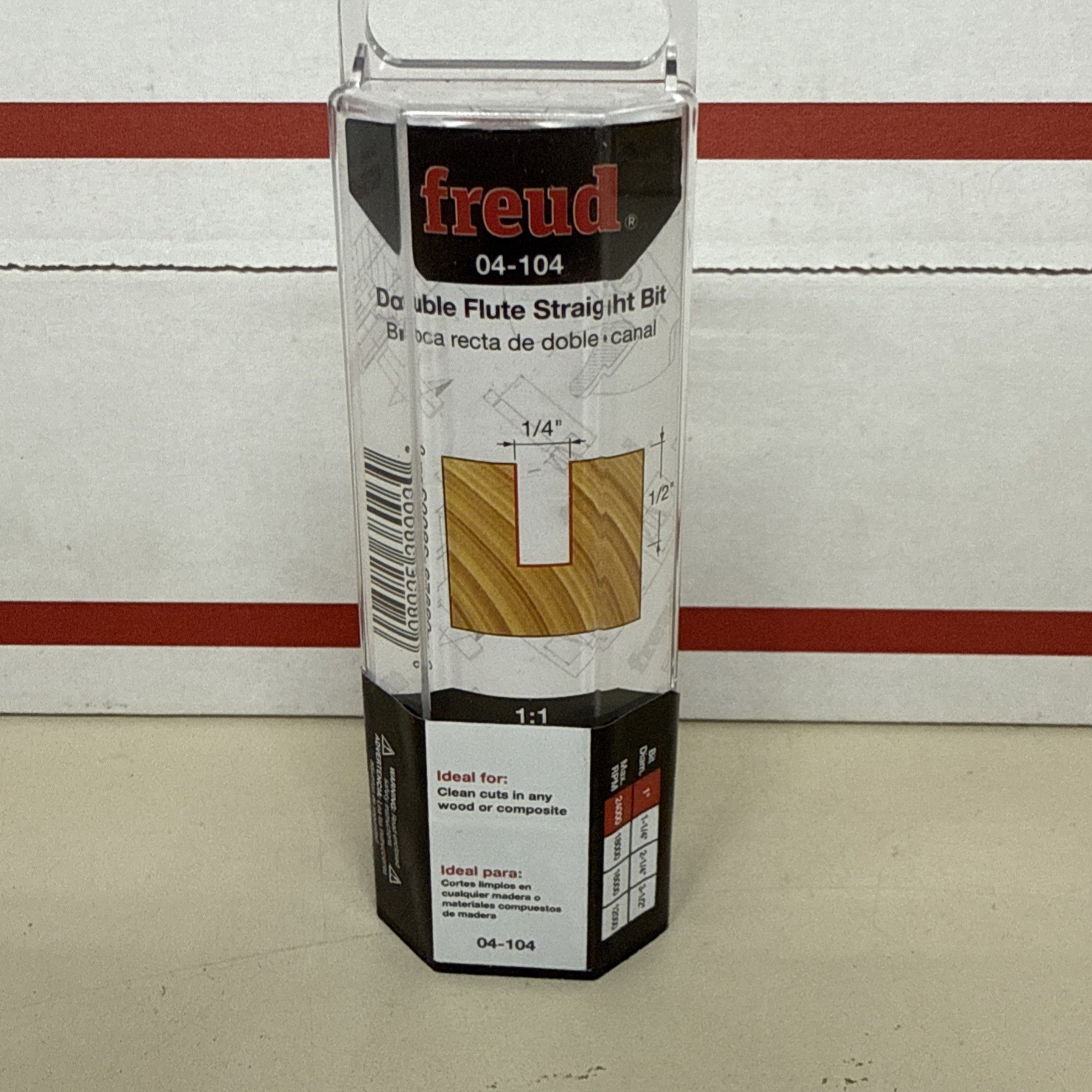 Freud 04-104 1/4" Double Flute Straight Bit, 1/4" Shank, 1/2" Cutting Depth