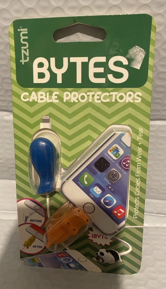 Tzumi Bytes Silicone Universally Fitting Cable Protector 2 Pack Crocodile Whale