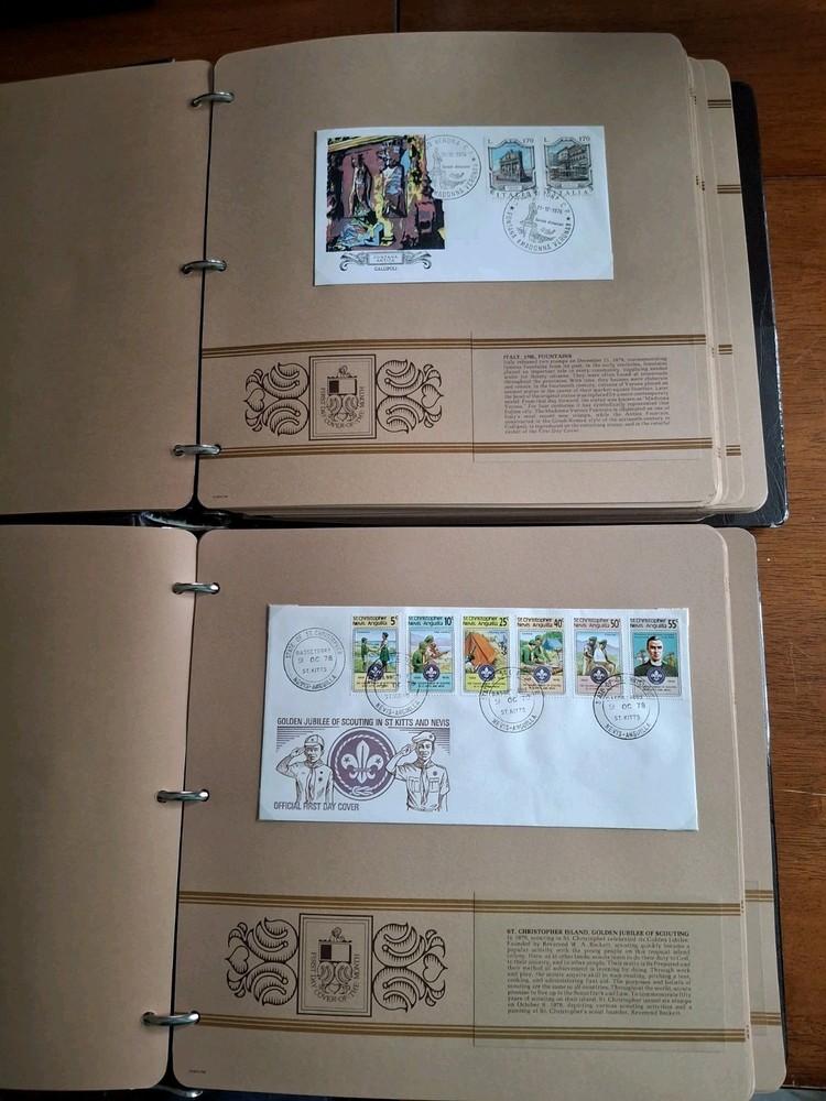 2 FLEETWOOD FDC FIRST DAY COVER OF THE MONTH 3-RING 2" BINDER with SLIPCASE