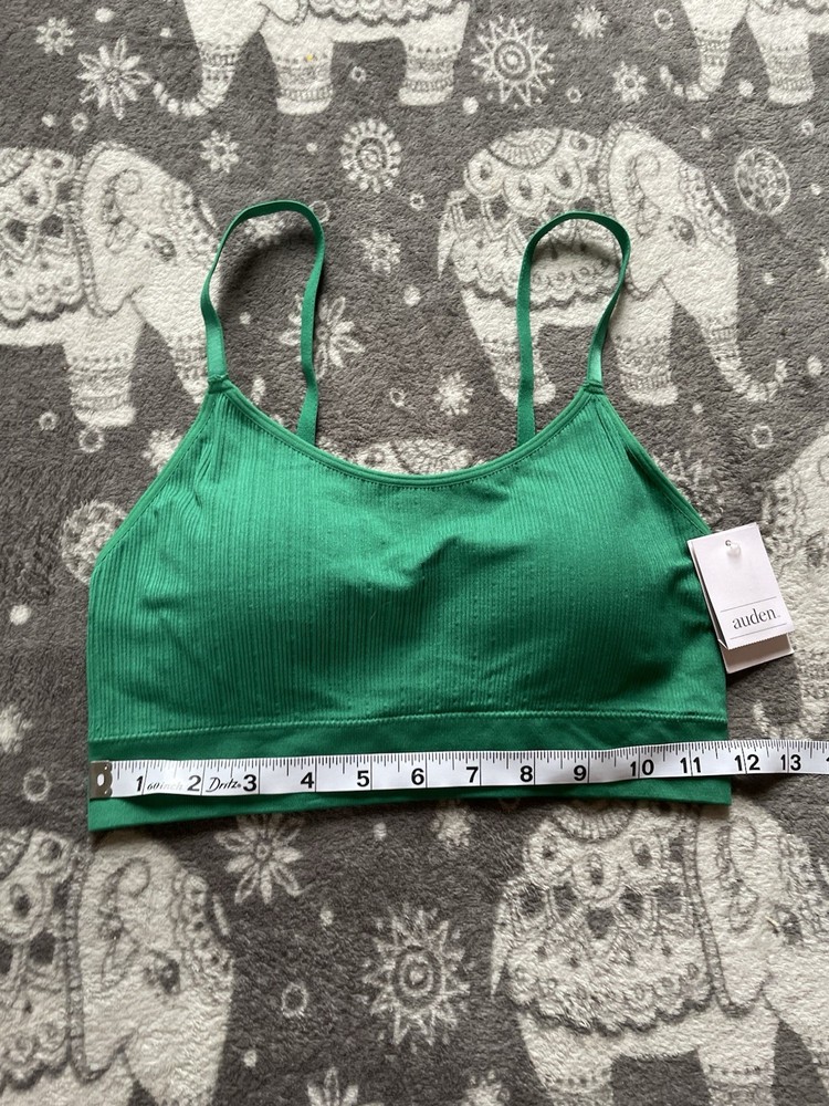 Auden Lightly Lined Bralette Simple Pullover Style Size M Green NWT