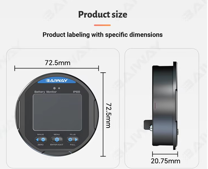 IP68 Waterproof Panel Meter DC 100V 350A Charge Discharge Test Voltage Indicator
