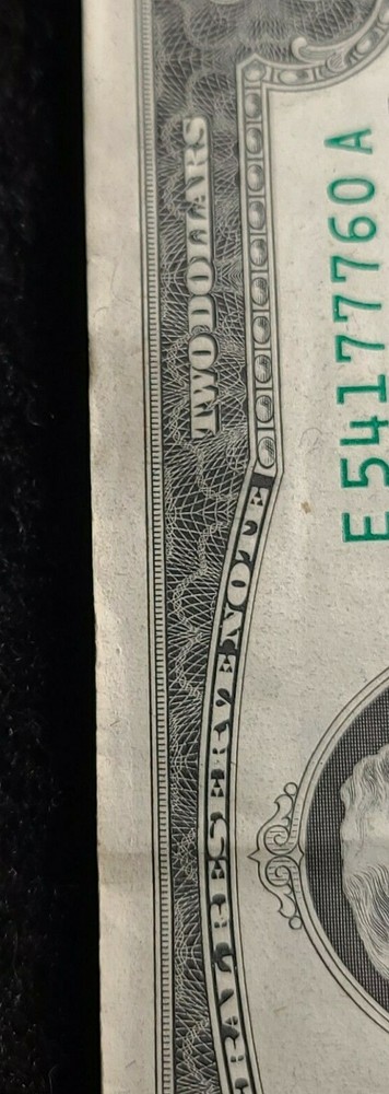 1976 $2 Federal Reserve Note shift TRIPLE ERROR note circulated.