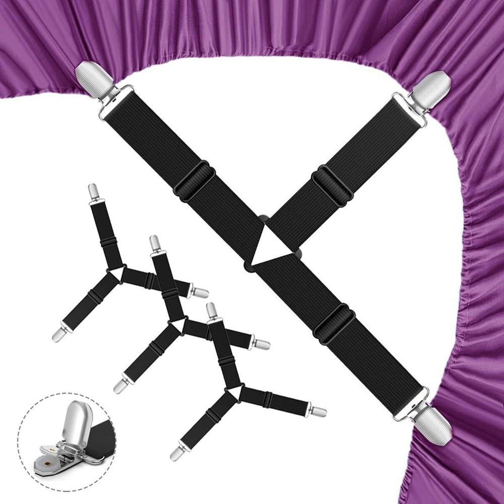 4 Pcs Bed Sheet Straps Adjustable Elastic Fasteners Bed Sheet Holder Straps