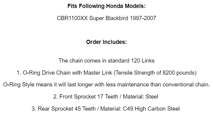 Red O-Ring Drive Chain & Sprockets Kit For Honda CBR1100XX Blackbird 1997-2007