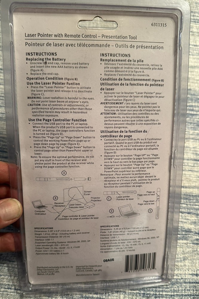 Laser Pointer Remote Control Tool Nexxtech Business Office Presentaion New