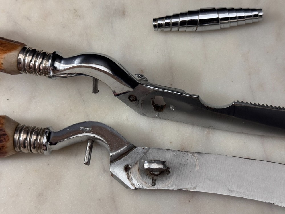 Custom German Stainless Kitchen Poultry Shears Stag Handle, Fork Tip, Take-Apart