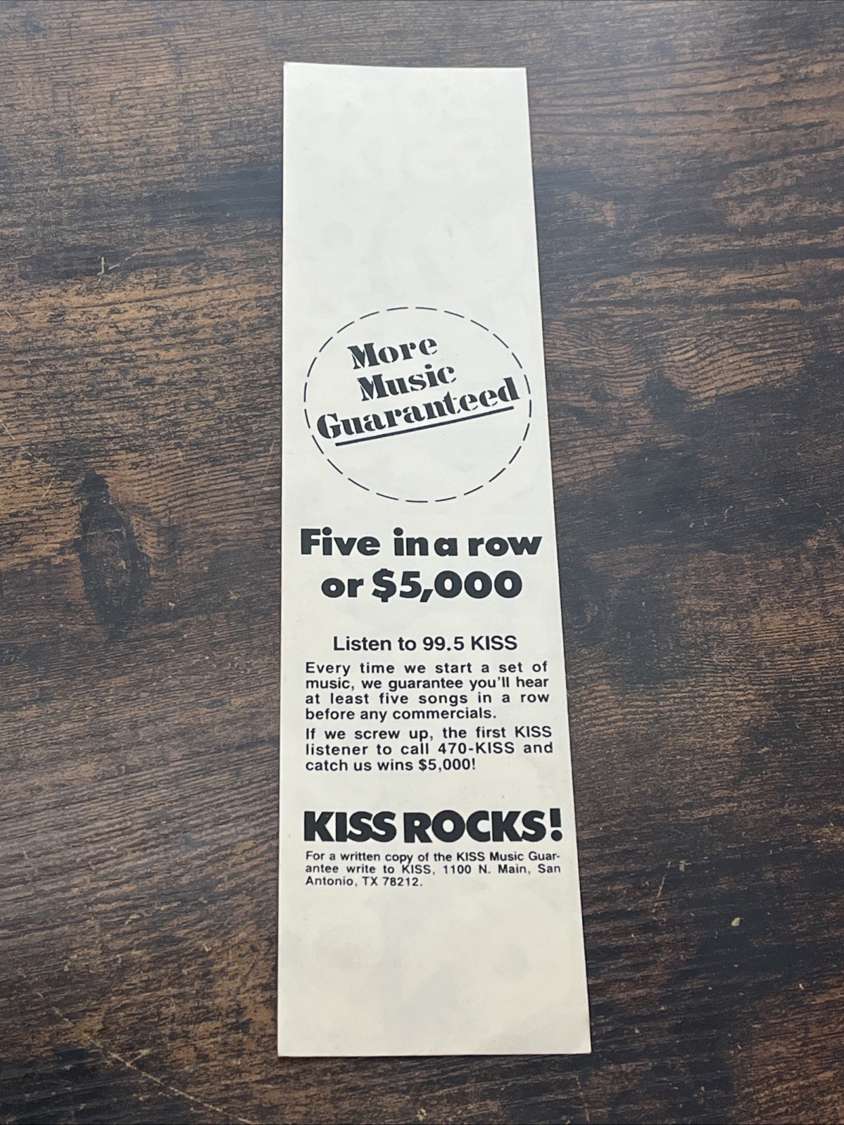 1980's Vintage 99.5 Kiss Rocks San Antonio Texas Logo Decal Sticker Bumper 11x3