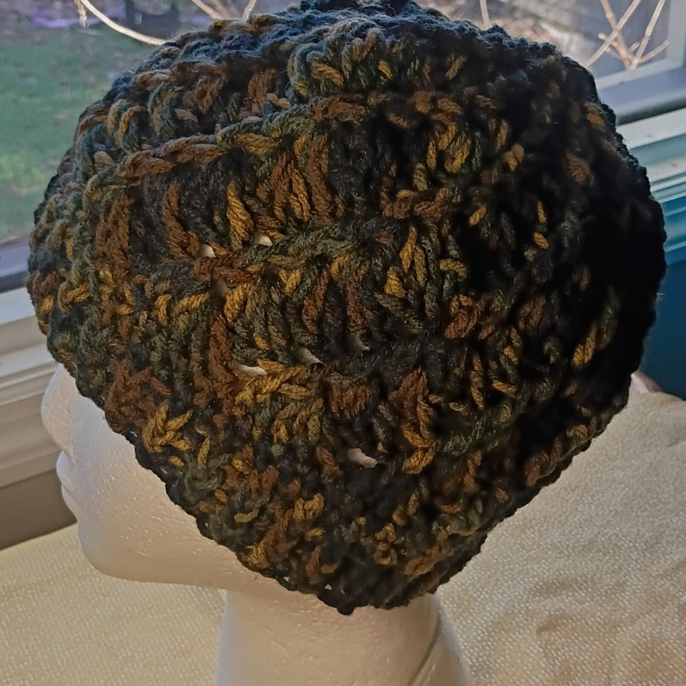 Handmade Chunky Knit Hat Multicolor Earth Tones