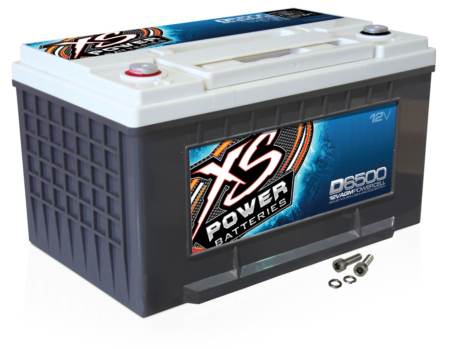 XS Power D6500 3900 Amp AGM Power Cell Car Audio Battery + Terminal Hardware