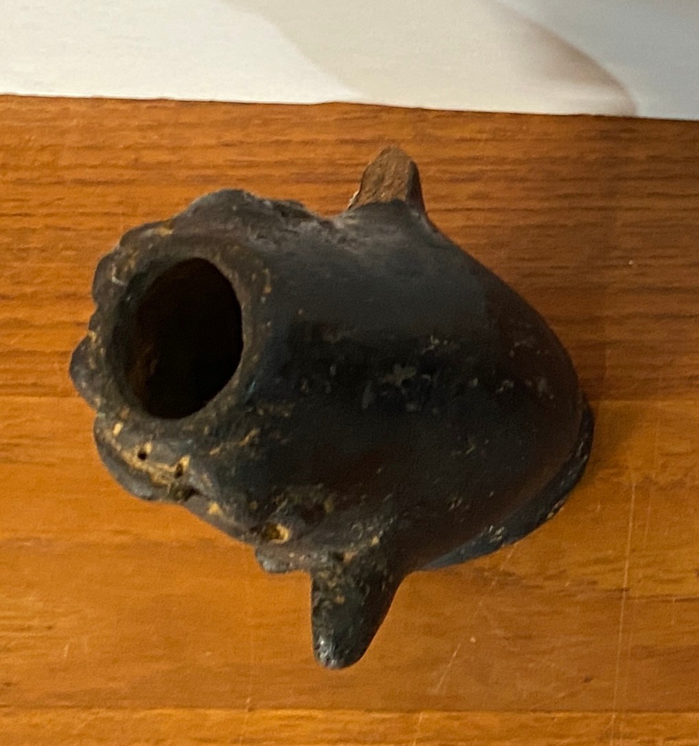 3 Pre Columbian Style Black Ware Clay Figures Musical Seated Vintage / Antique