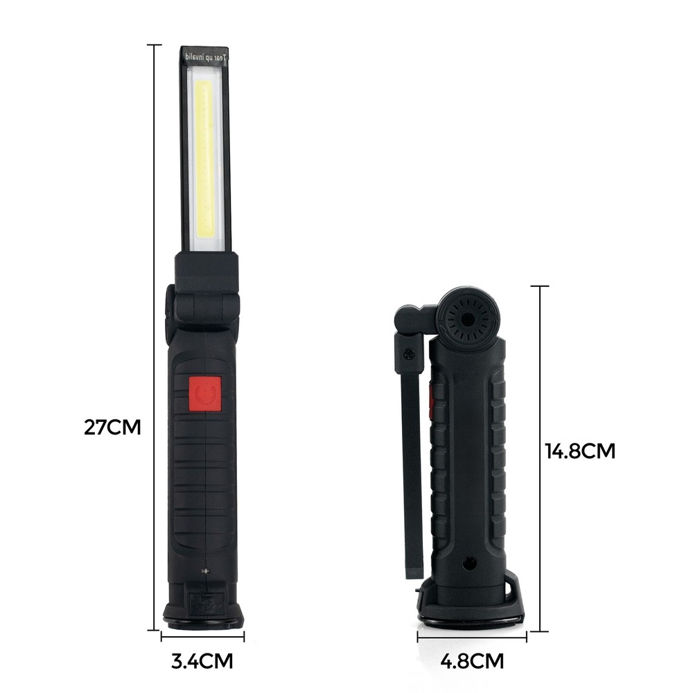 2 Pack Magnetic Base LED COB Work Light Rechargeable Mechanic Torch Flashlight