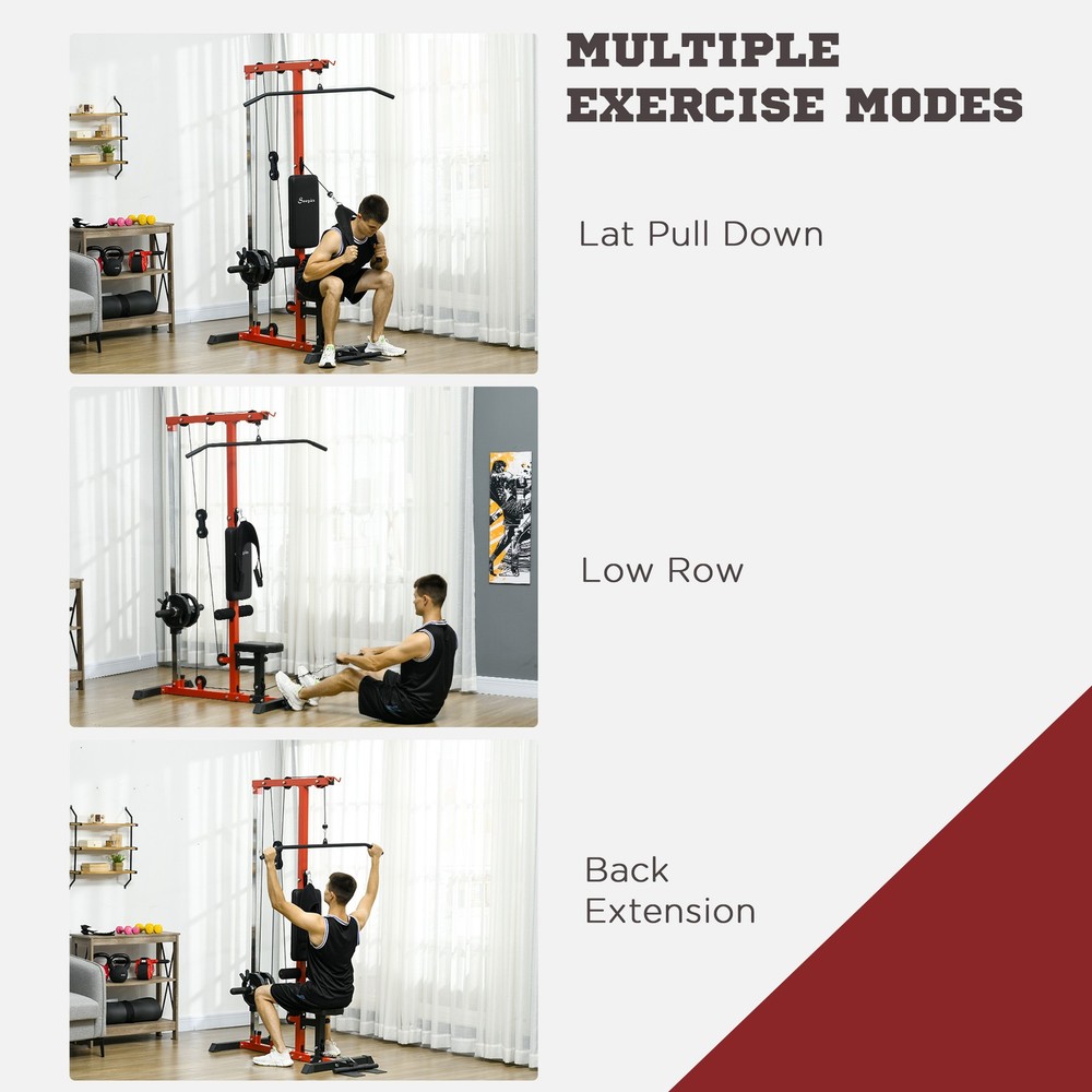 Lat Pull Down Machine High Low Pulley Machine Adjustable Seat Flip-Up Footplate