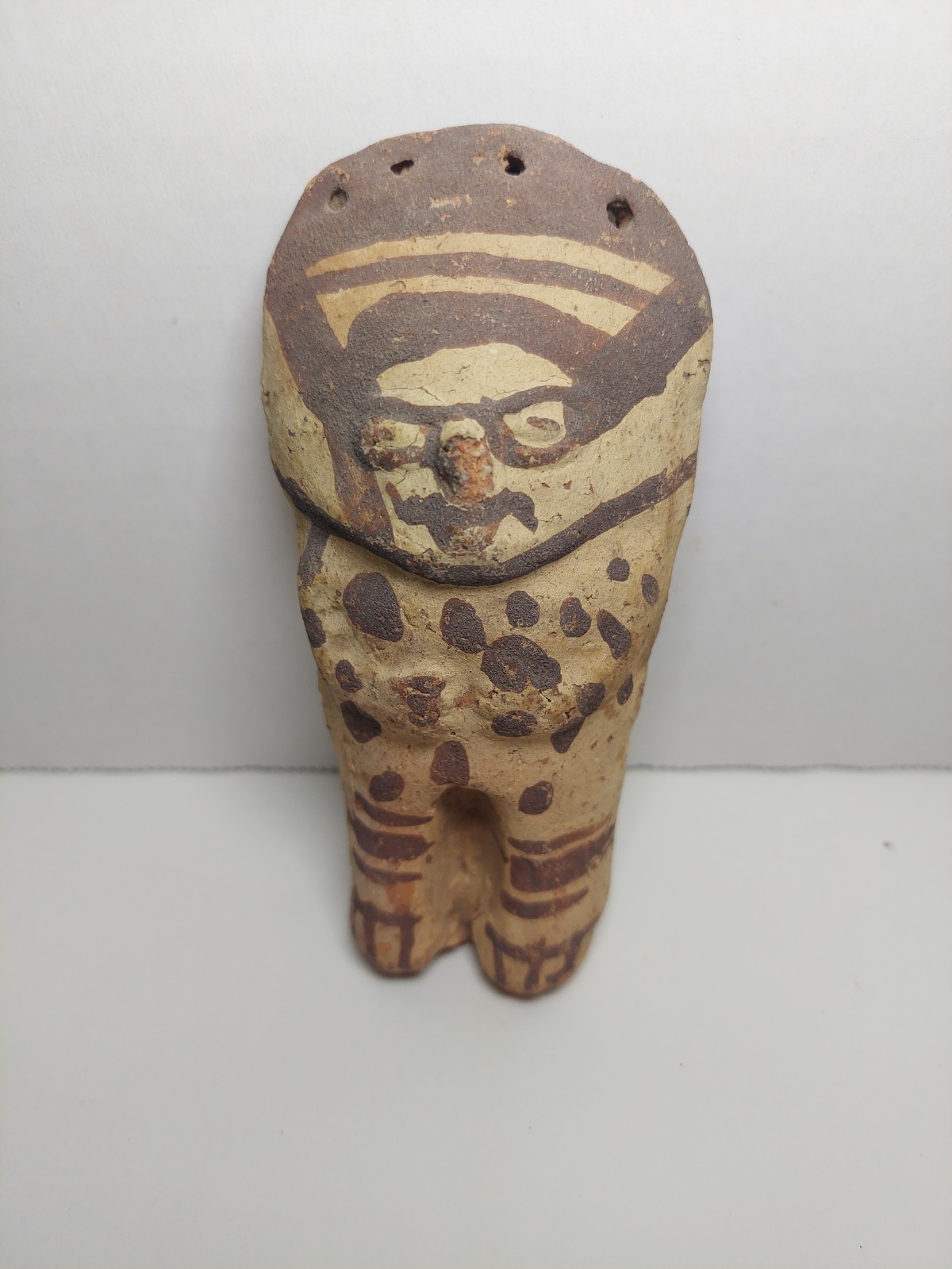Pre-Columbian Chancay Peruvian Slip Painted Pottery Cuchimilco Figure 1200-1450