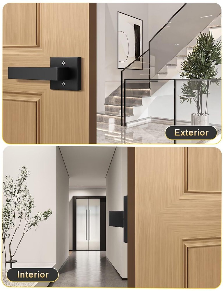 Dummy Door Handle Square Black Knob Left Right Non-Turning Pull 1PCS