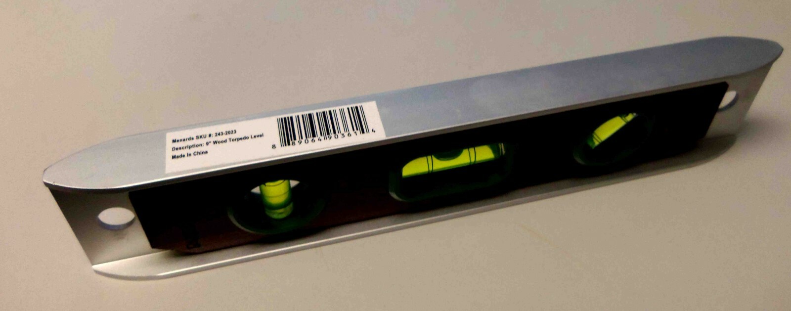 LOT (2) 9" Torpedo Level with 3 Vials Aluminum Frame V Groove Top, Wood sides