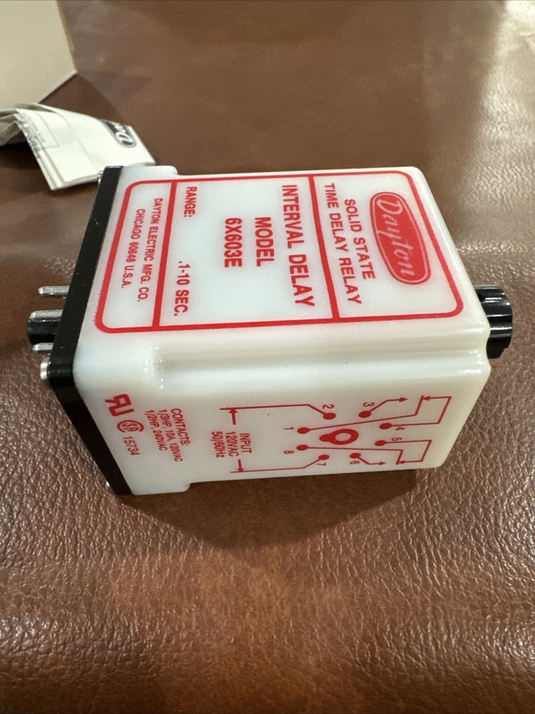 Dayton 6X603E Solid State Time Delay Relay, Range: 0.1-10sec, Input: 120VAC