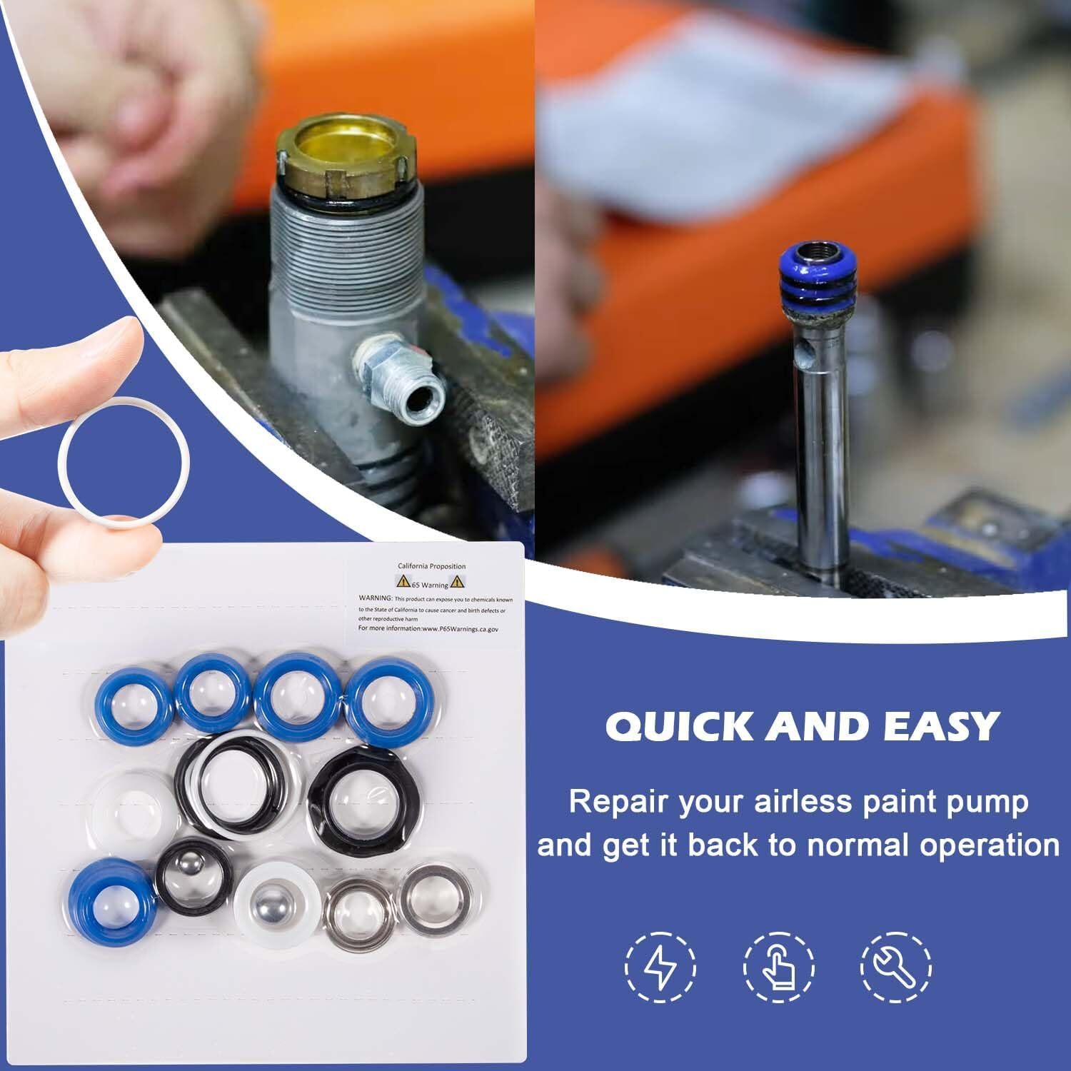 244194 Pump Repair Packing Kit for Graco 295 390 395 490 495 595 3400 Sprayer