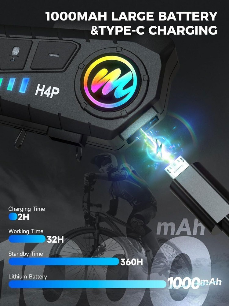 MOMAN H4 Plus Noise Cancellation Microphone Wireless Helmet Headset Intercom