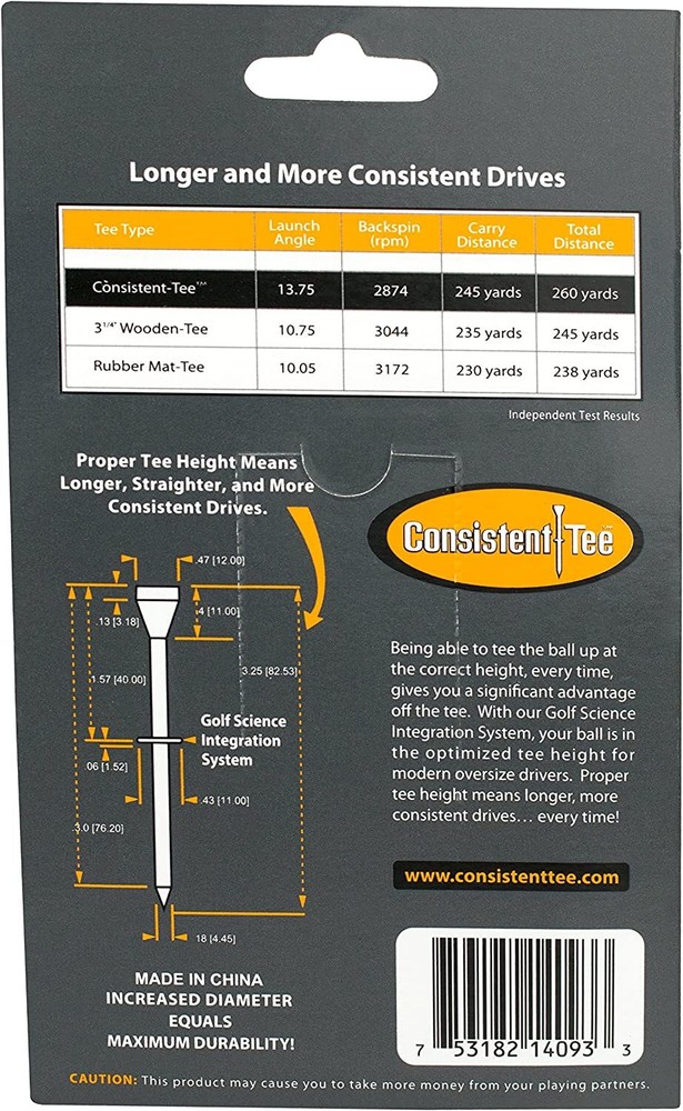 Consistent Tee Golf Tees - 10 pack Golf Tees - Pick Color! - 3.25"