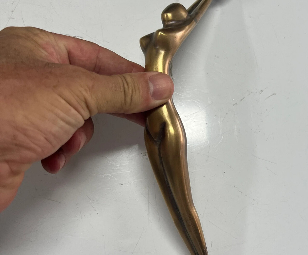 Back to Back Brass cast Stylish DECO 32cm PULL Gym Lady Solid 12 " GRAB handle