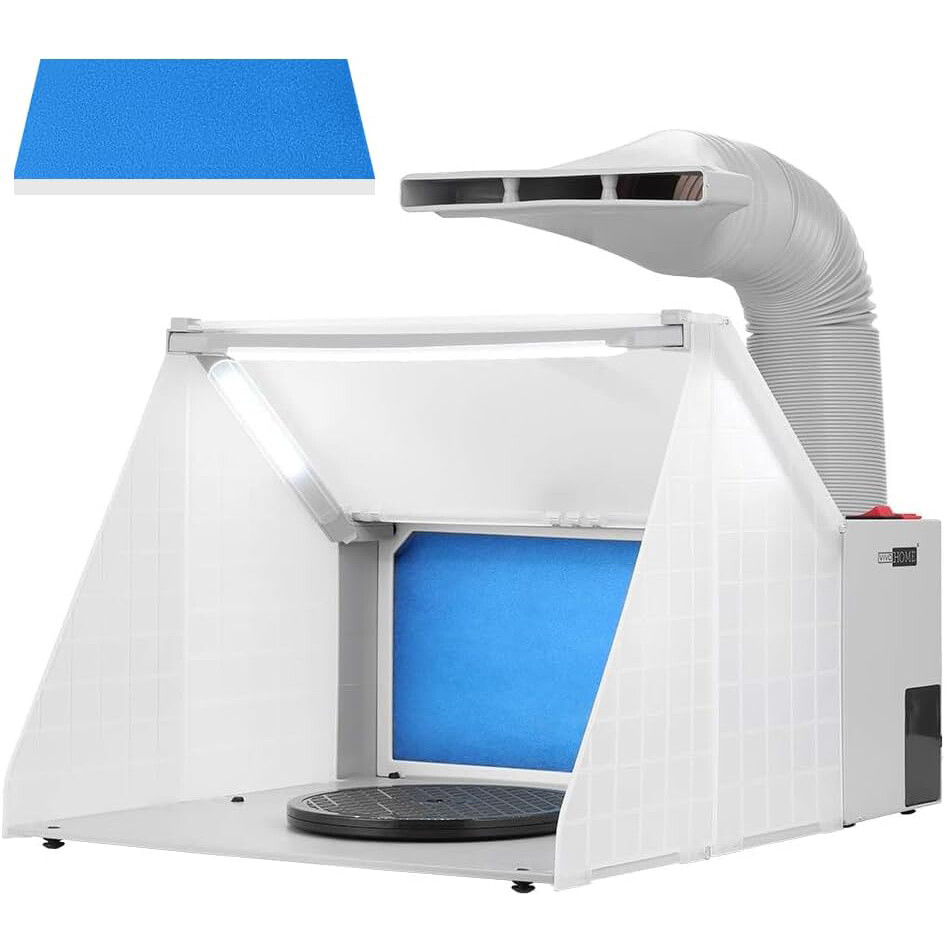 Portable Hobby Airbrush Paint Spray Booth Kit Exhaust Filter LED Light Set Model