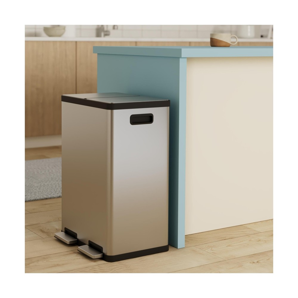 SIMPLI-MAGIC 60 Liter / 16 Gallon Rectangular Hands-Free Dual Compartment Rec...