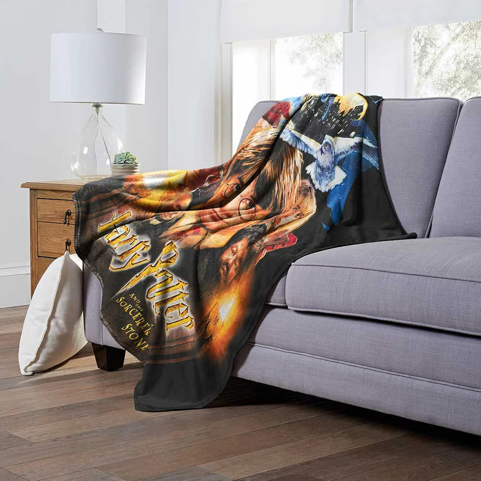 Fantasy Wizard School Magic Stone Flannel Throw Blanket