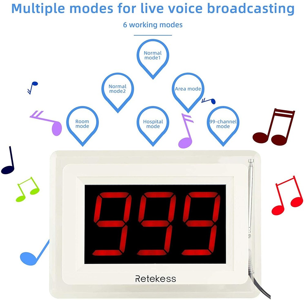 Retekess T128 Restaurant Wireless Calling System Host 3 Watch 20 Call Button bar