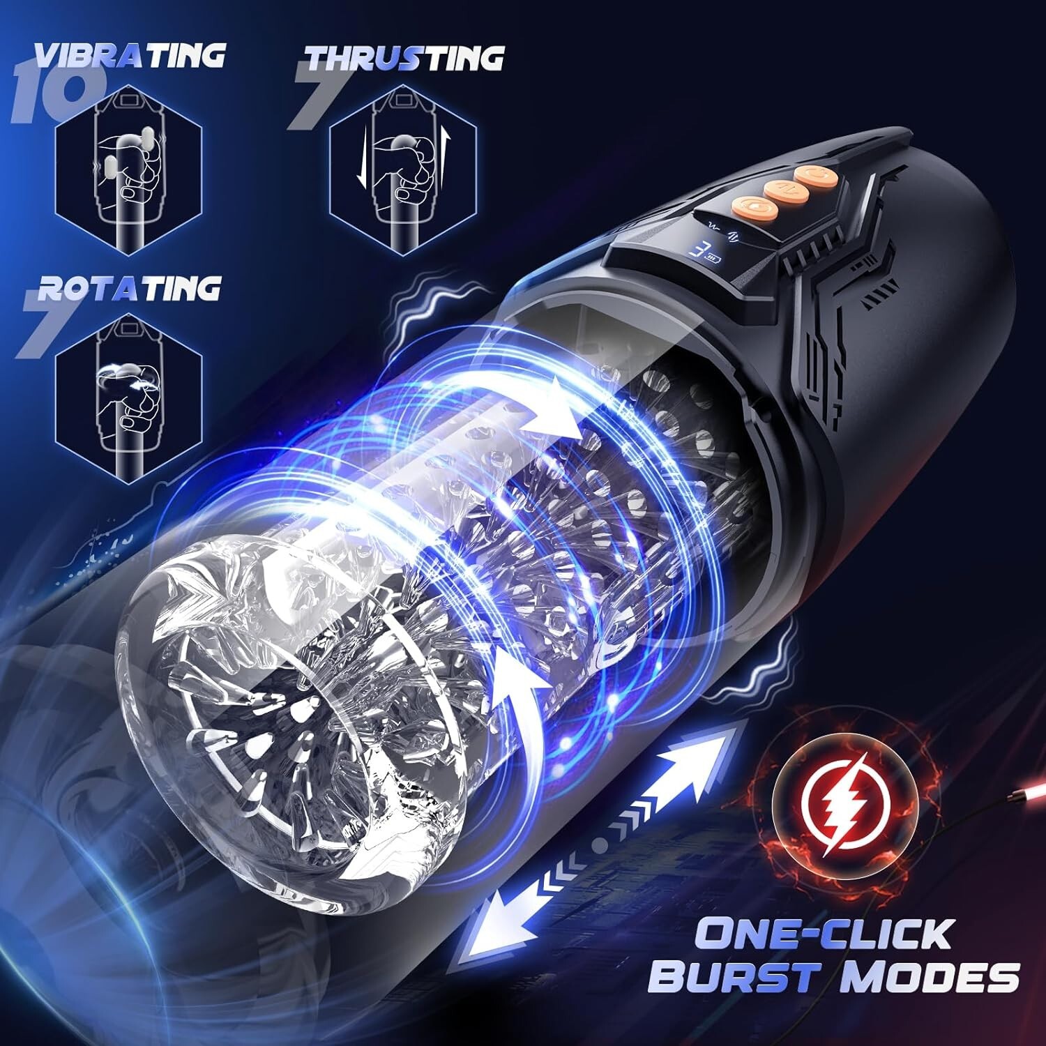 Male Masturbaters Automatic HandsFree Rotating Cup Thrusting Stroker Lubricants