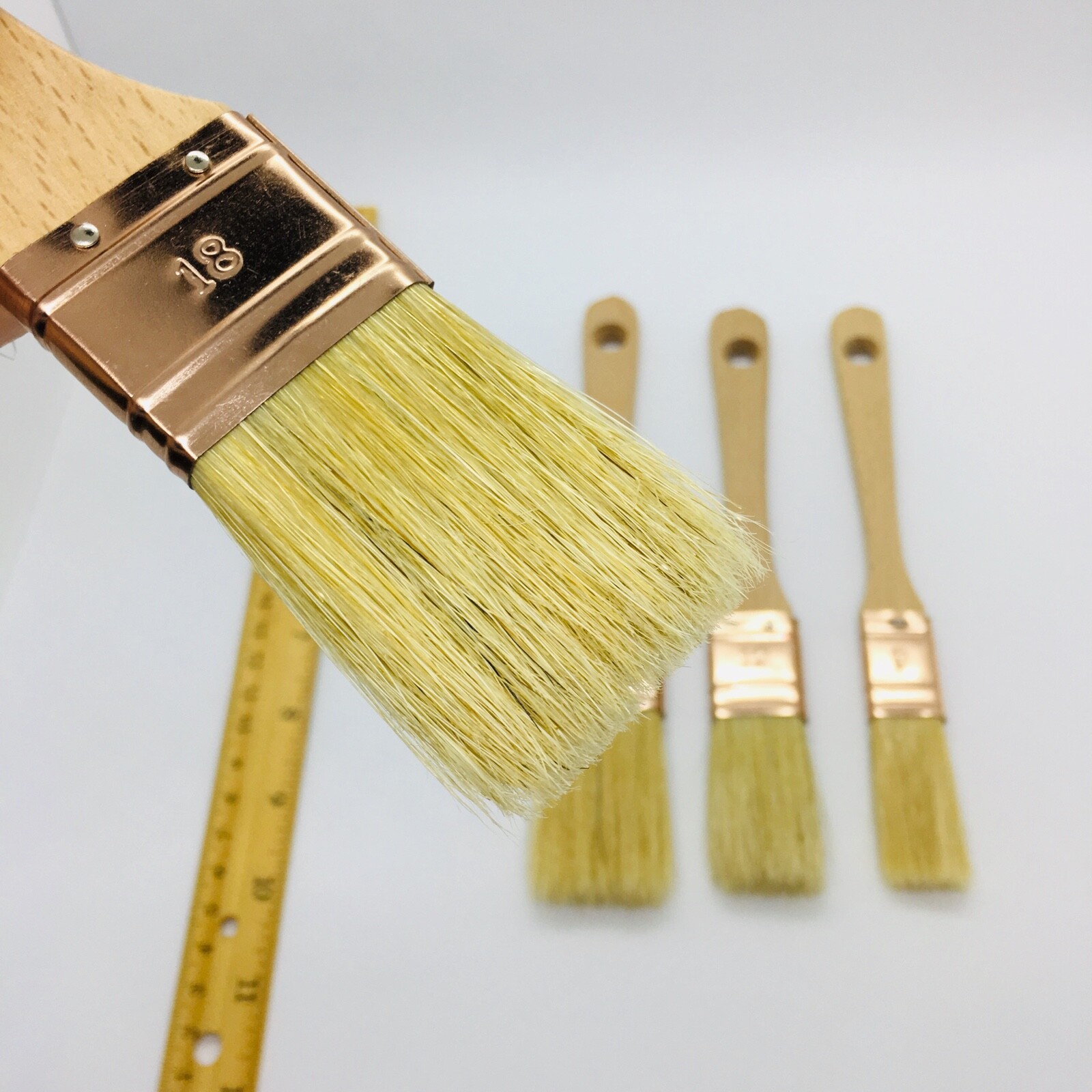 XDT#2815 Hake Paint Brush Painting Brushes 3Pc Hog Bristle 0.75in+1in+1.5in