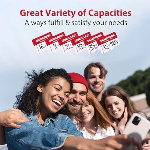 64GB Micro SD Card 5-Pack, Camera Plus, MicroSDXC Memory Card for Red/White
