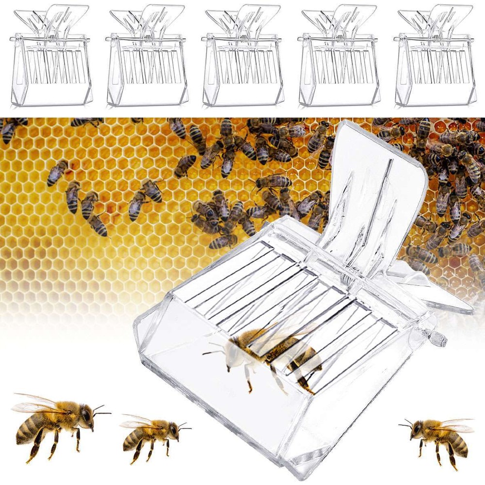 5PCS Beekeeping Queen Bee Cage Catcher Clips Plastic Transparent Set