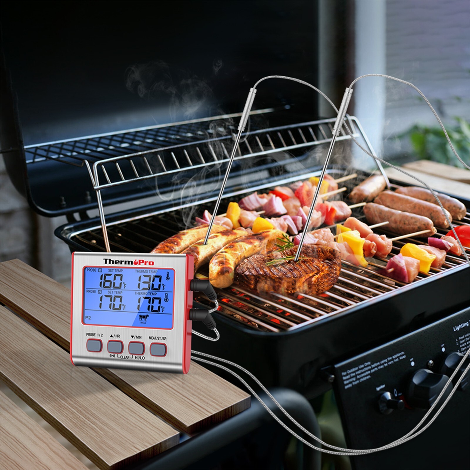 ThermoPro TP17W Thermometer Dual Probe Digital Cooking Grill Thermometer w/Timer