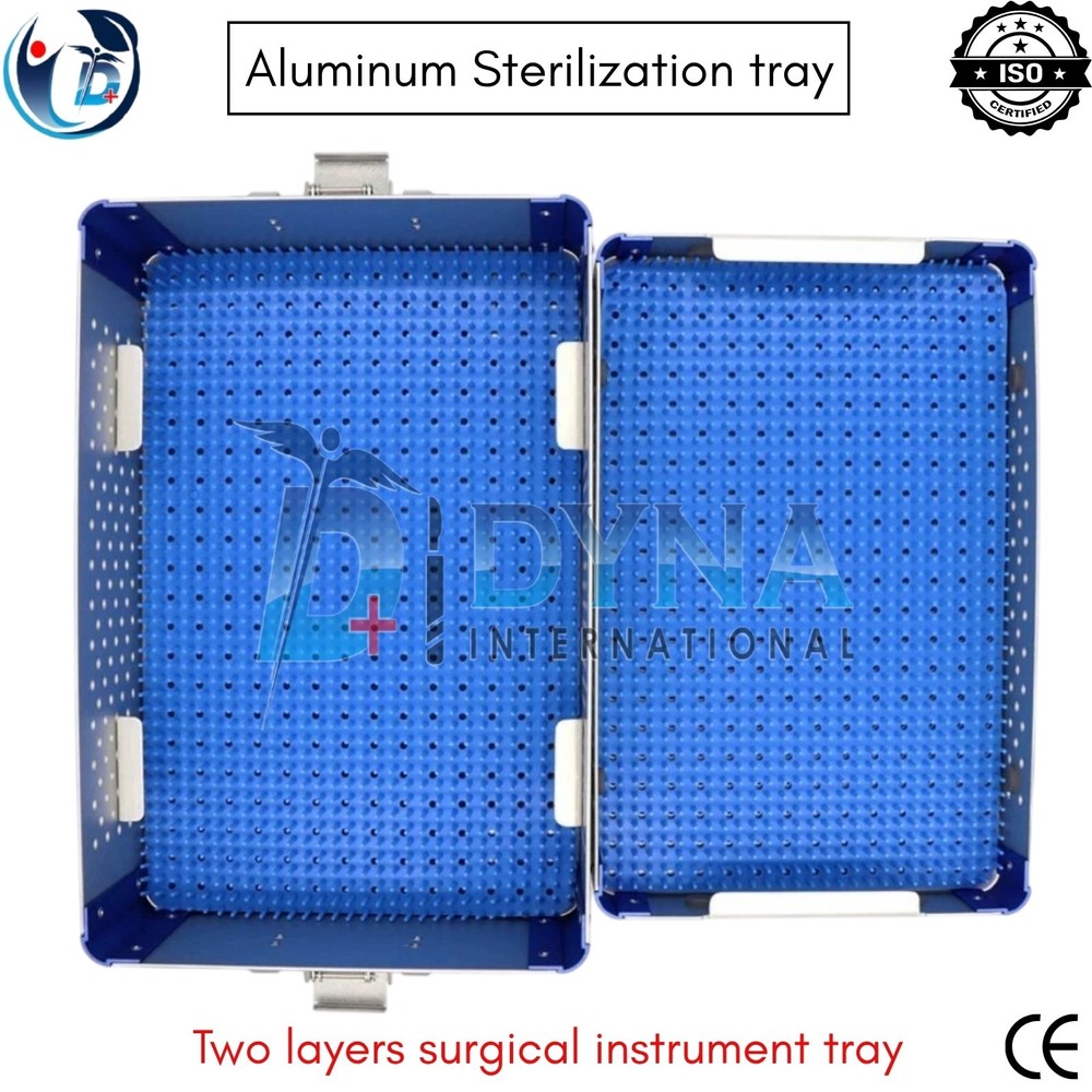 Aluminum Sterilization Tray Box Double Layer – 300×200×90mm | Surgical Case CE