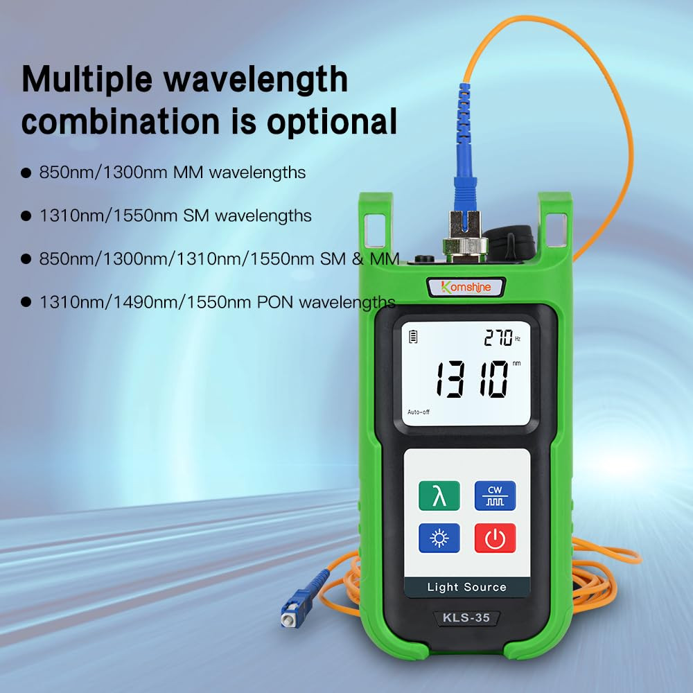 7-Wavelength Optic Fiber Power Meter & Light Source Kit, Self-Calibrating