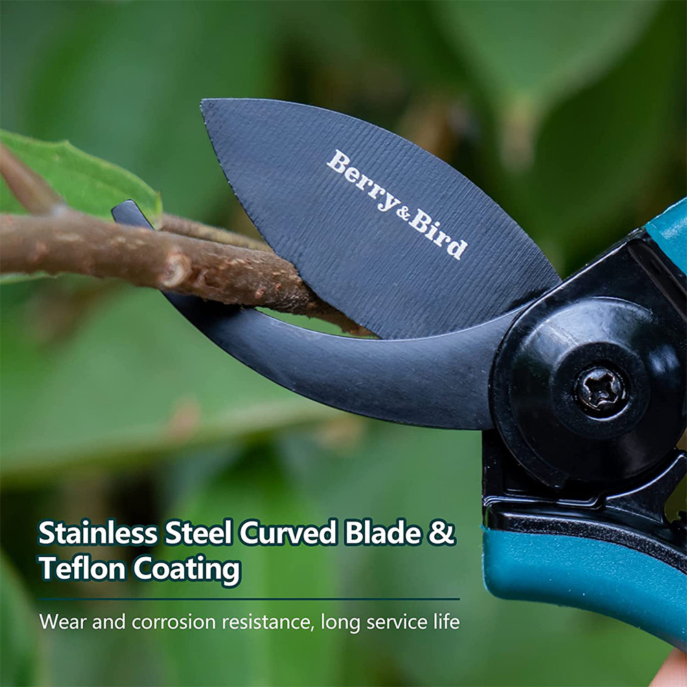 Berry&Bird Bypass Pruning Shears 6" Garden Hand Pruner Micro-Tip Pruning Snips