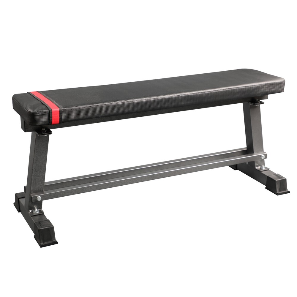 Pro Flat Weight Bench Built-in Dumbbell Rack Workout Bench Strength Training