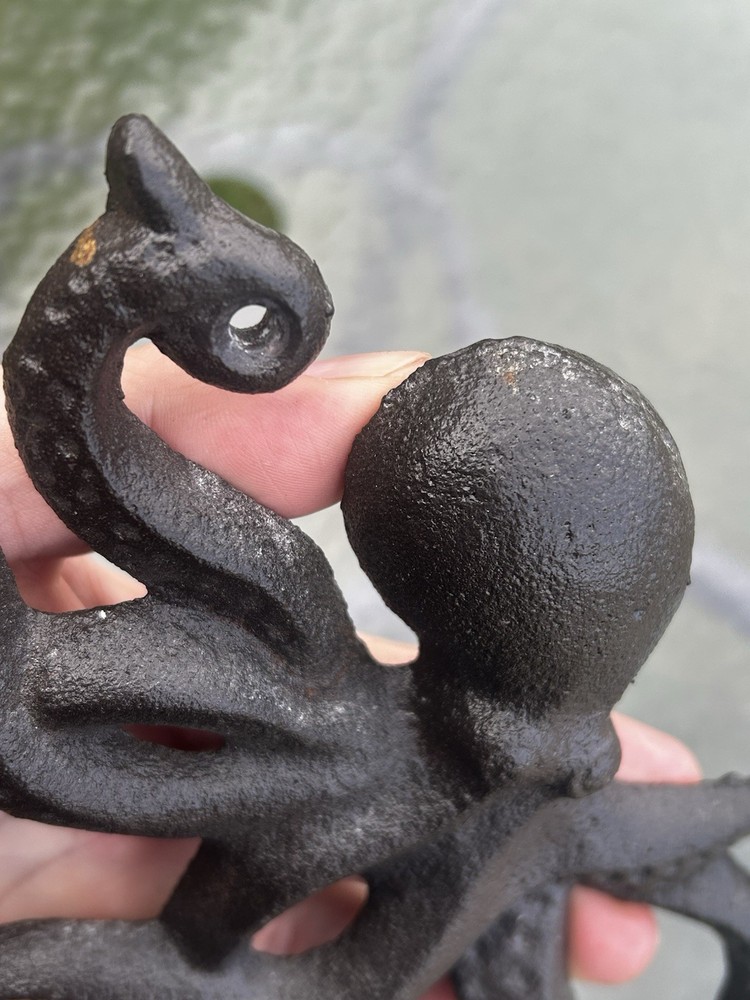 Cast Iron Octopus Key Holder Hooks Vintage Nice